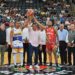 Ministro Kelvin Cruz hace saque de honor en juego Mauricio Báez vs Bameso en Prudential Center, New Jersey